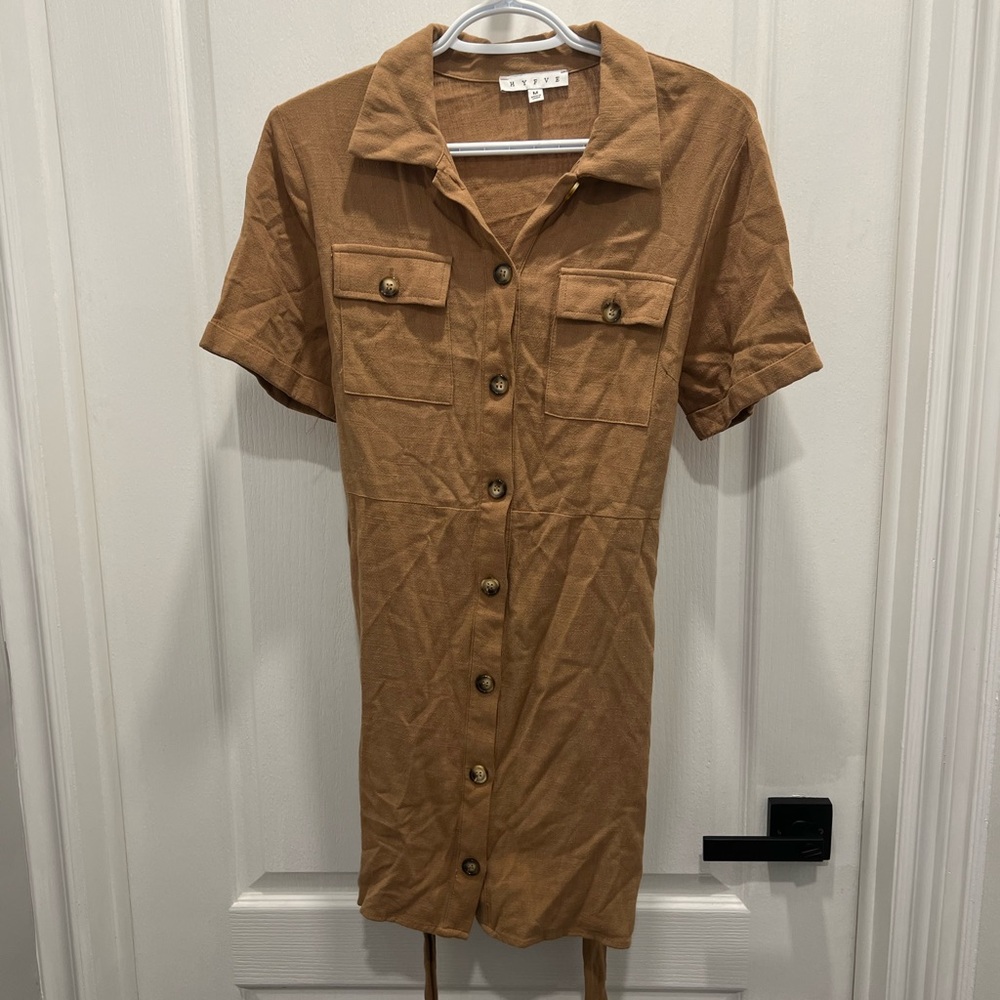 HYFVE Brown Button-Up Shirt Dress